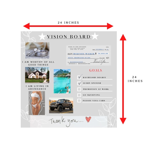 Vision Board Poster - Manifestation Board Dream Board Law of Attraction Gray - Picture 3 of 7
